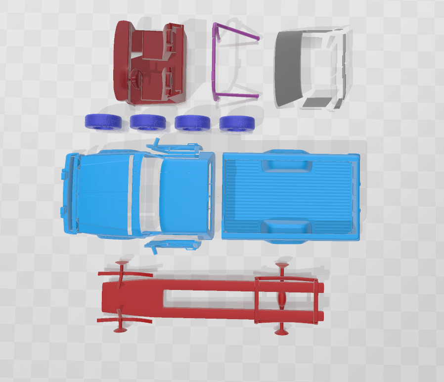Jeep Comanche MJ 1984 - Separate Parts STL Model 3D print model_2