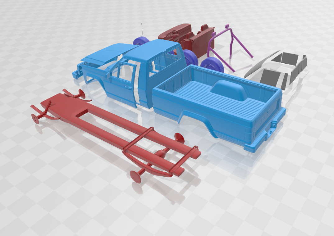 Jeep Comanche MJ 1984 - Separate Parts STL Model 3D print model_3