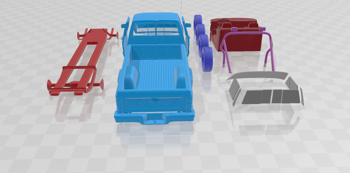 Jeep Comanche MJ 1984 - Separate Parts STL Model 3D print model_4