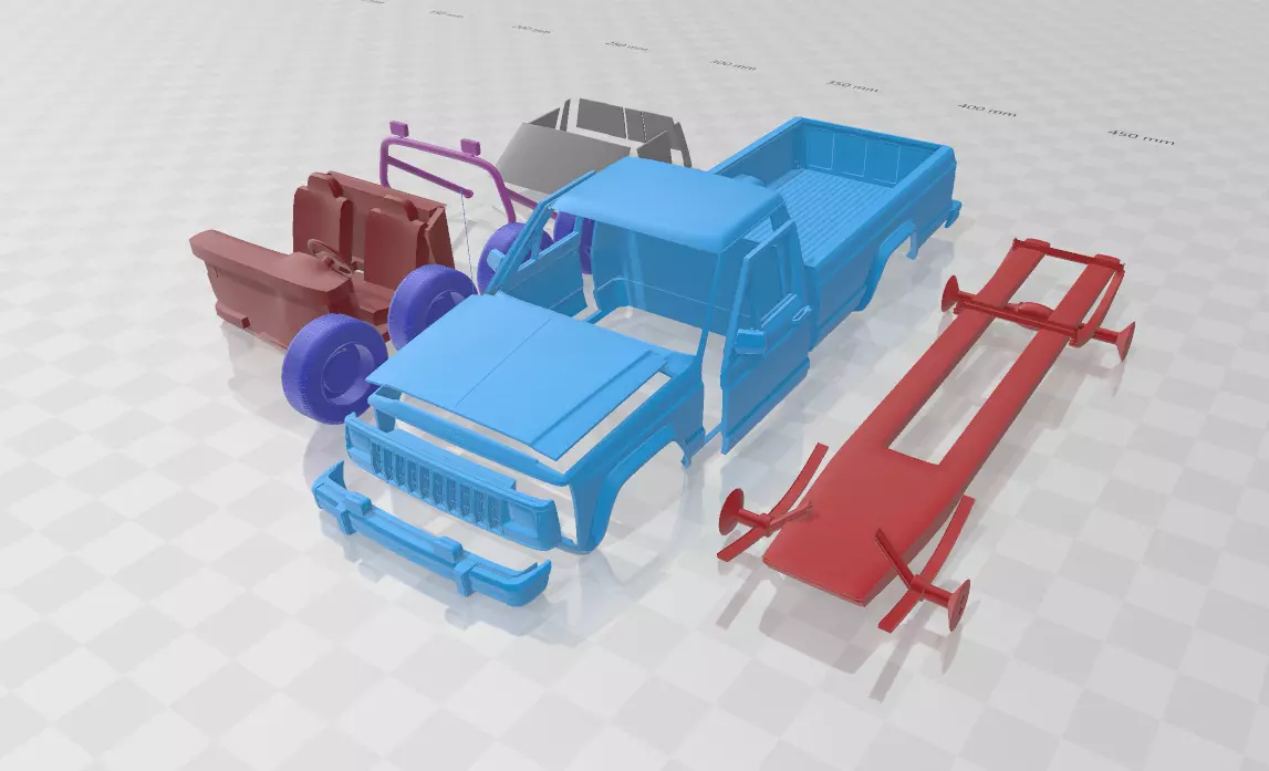 Jeep Comanche MJ 1984 - Separate Parts STL Model 3D print model_0