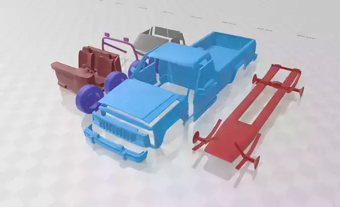 Jeep Comanche MJ 1984 - Separate Parts STL Model