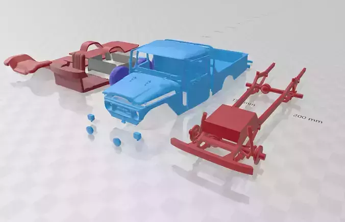 Toyota Land Cruiser Pickup 1979 - Separate Parts STL Model