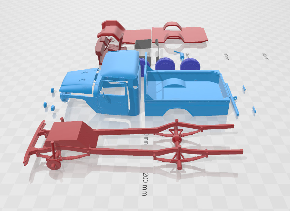 Toyota Land Cruiser Pickup 1979 - Separate Parts STL Model 3D print model_3
