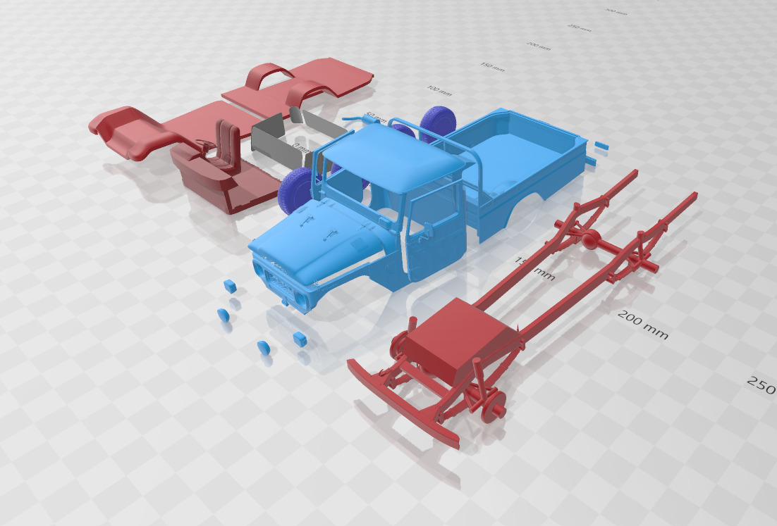 Toyota Land Cruiser Pickup 1979 - Separate Parts STL Model 3D print model_1