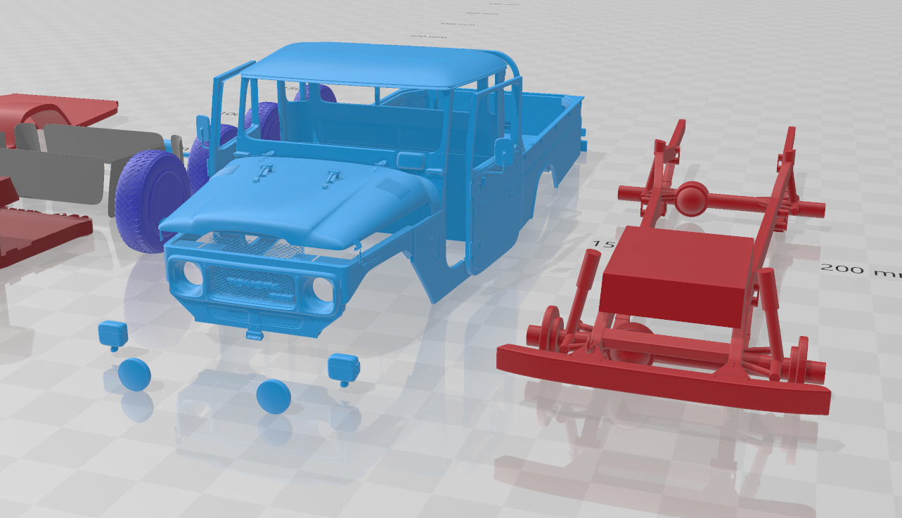 Toyota Land Cruiser Pickup 1979 - Separate Parts STL Model 3D print model_10