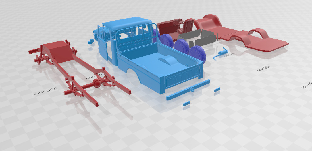 Toyota Land Cruiser Pickup 1979 - Separate Parts STL Model 3D print model_4