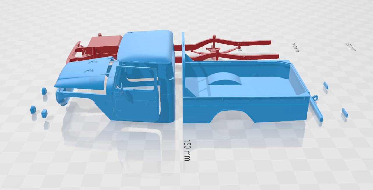 Toyota Land Cruiser Pickup 1979 - Body Car STL Model 3D print model_2