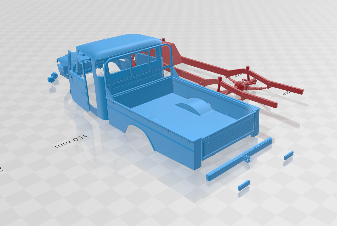 Toyota Land Cruiser Pickup 1979 - Body Car STL Model 3D print model_3