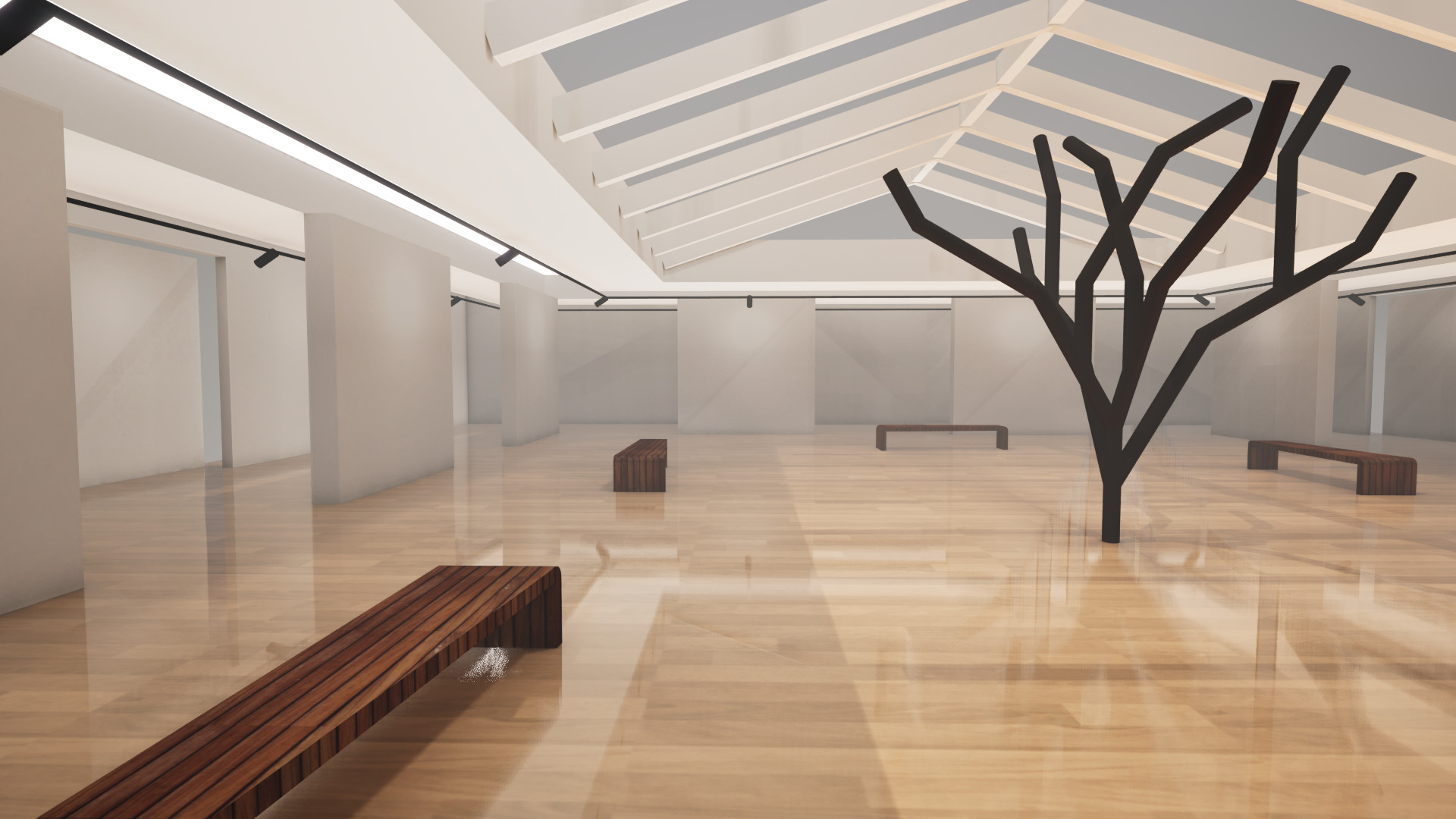 VR Art Gallery 19 baked 3D model_3