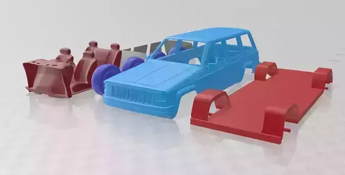 Jeep Cherokee XJ 2000 - Separate Parts STL Model 3D print model