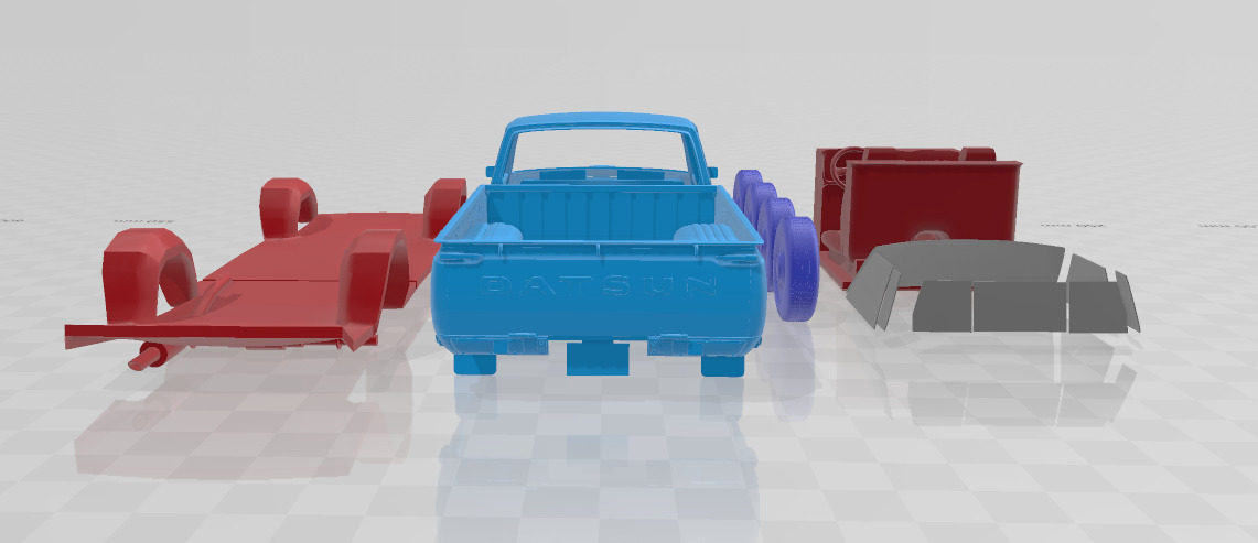 Datsun 620 KingCab 1977 - Separate Parts STL Model 3D print model_4