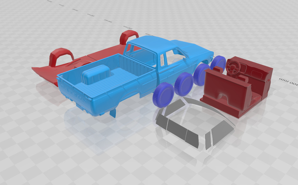 Datsun 620 KingCab 1977 - Separate Parts STL Model 3D print model_5