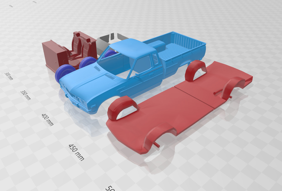 Datsun 620 KingCab 1977 - Separate Parts STL Model 3D print model_1
