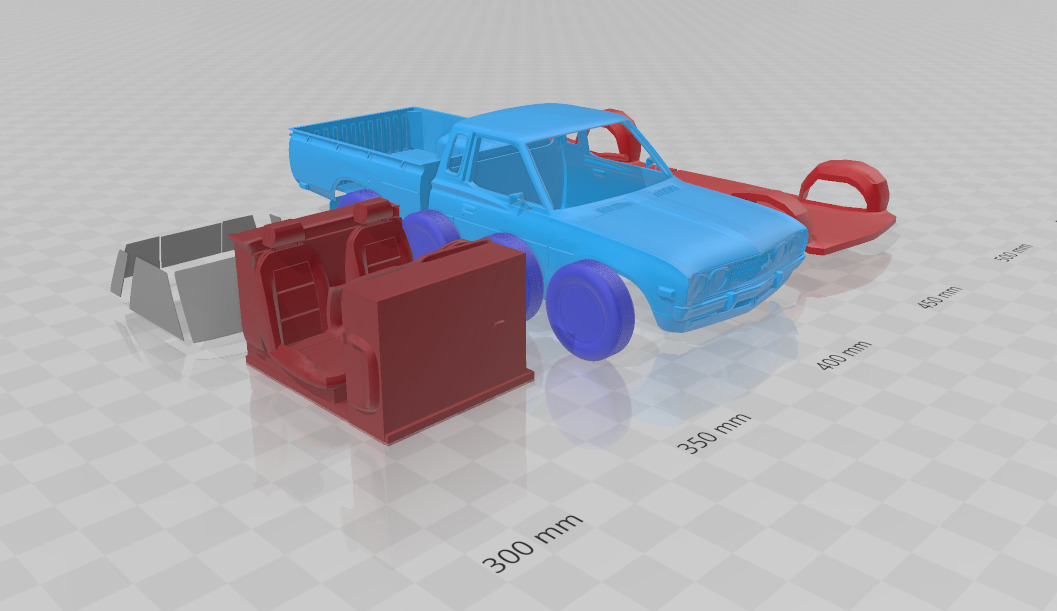Datsun 620 KingCab 1977 - Separate Parts STL Model 3D print model_7