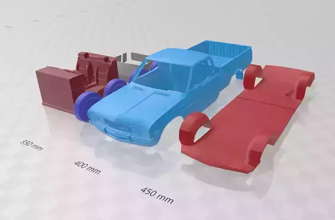 Datsun 620 KingCab 1977 - Separate Parts STL Model