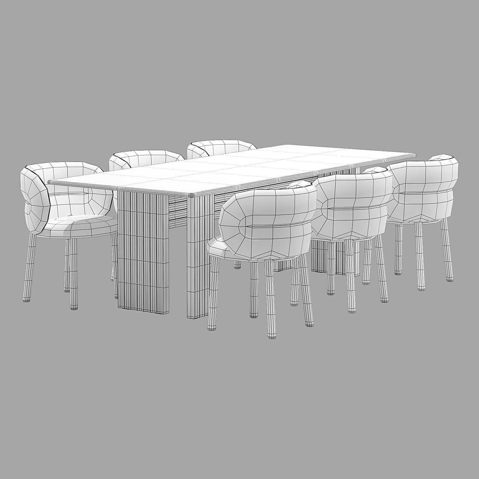 Moroso dining set get lucky chair-rows table 240x100 3D model_7
