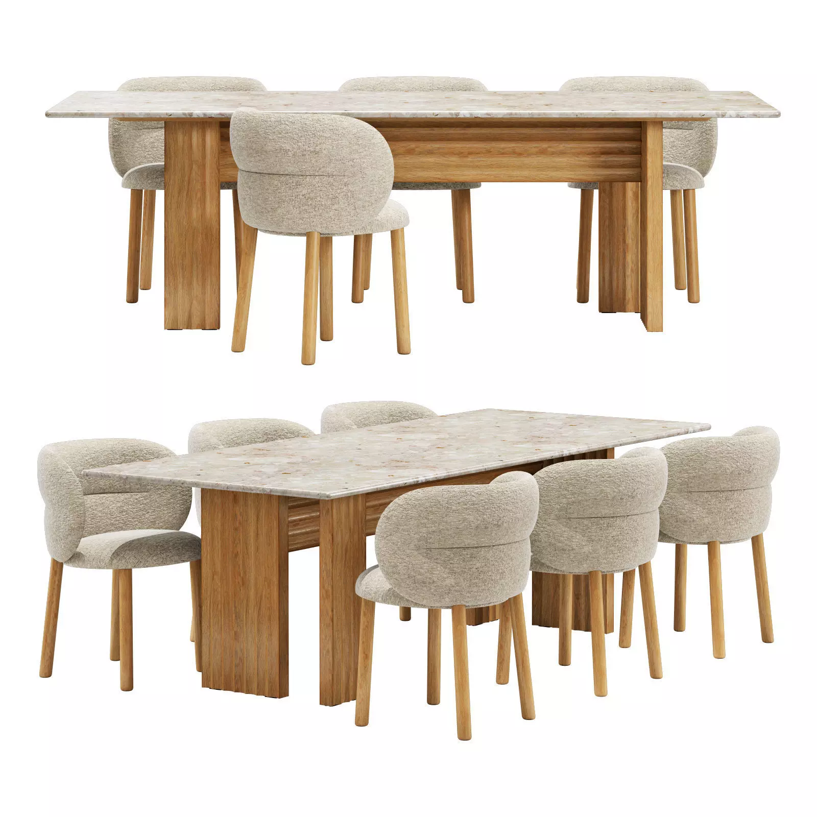 Moroso dining set get lucky chair-rows table 240x100 3D model_0