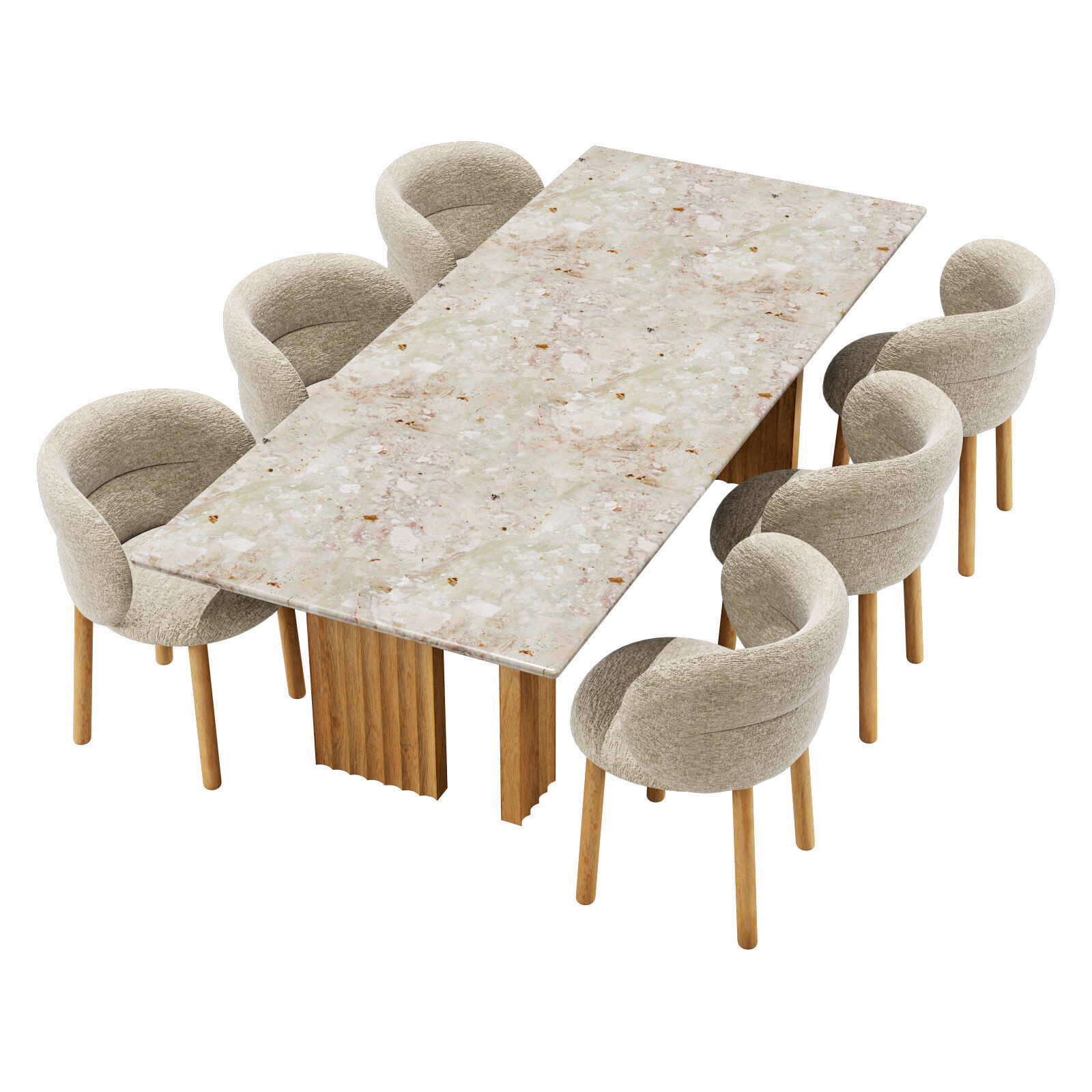 Moroso dining set get lucky chair-rows table 240x100 3D model_2