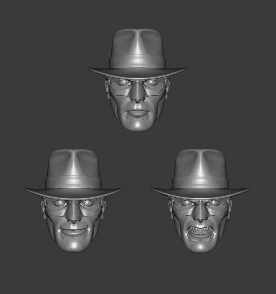 DC JSA CRIMSON AVENGER EXPRESSIONS 3-PACK HEADSCULPT 3D print model_0