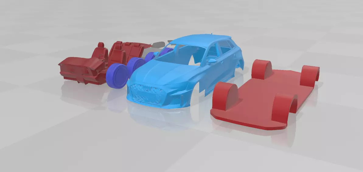 Audi RS3 Sportback 2025 - Separate Parts STL Model 3D print model