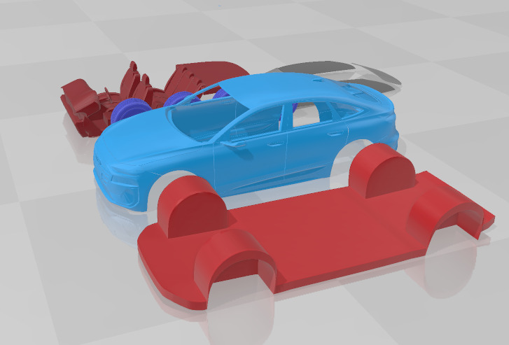 Audi A6 Sportback e-tron 2025 - Separate Parts STL Model 3D print model_2