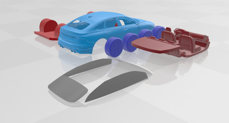 Audi A6 Sportback e-tron 2025 - Separate Parts STL Model 3D print model_7