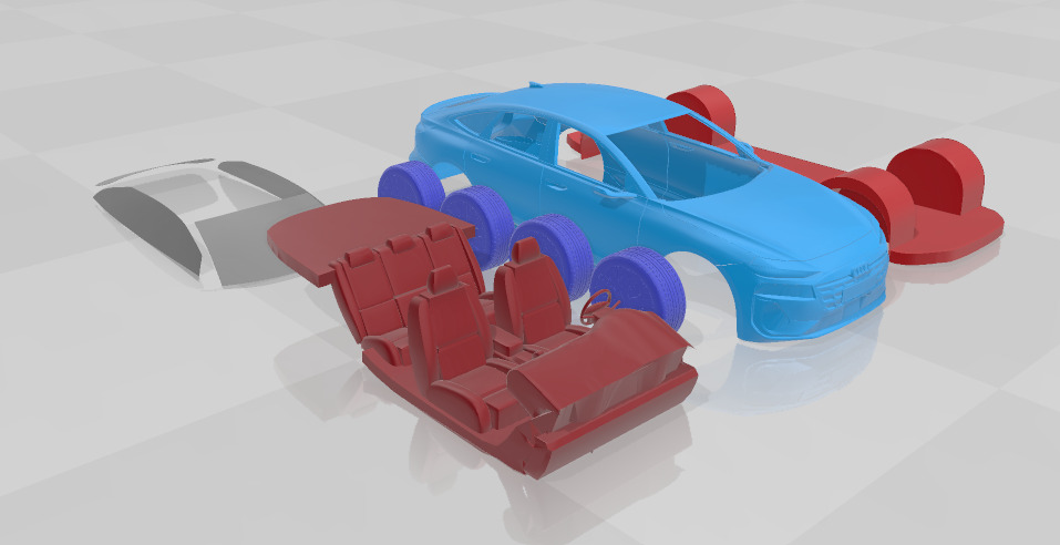 Audi A6 Sportback e-tron 2025 - Separate Parts STL Model 3D print model_9