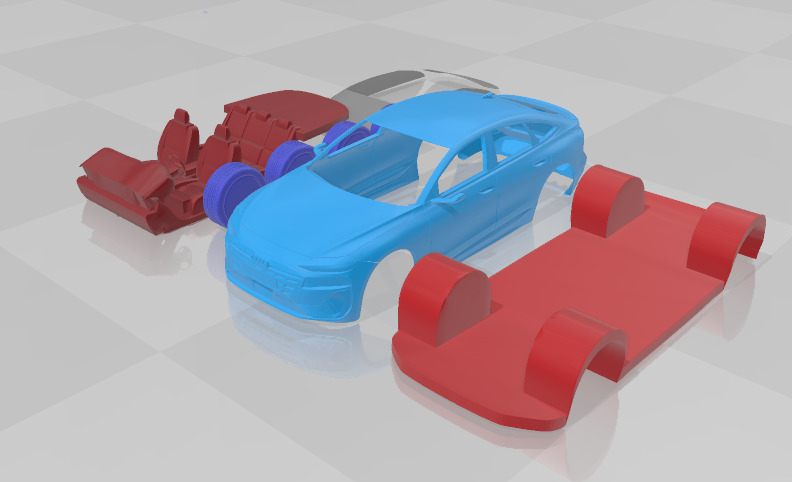 Audi A6 Sportback e-tron 2025 - Separate Parts STL Model 3D print model_1