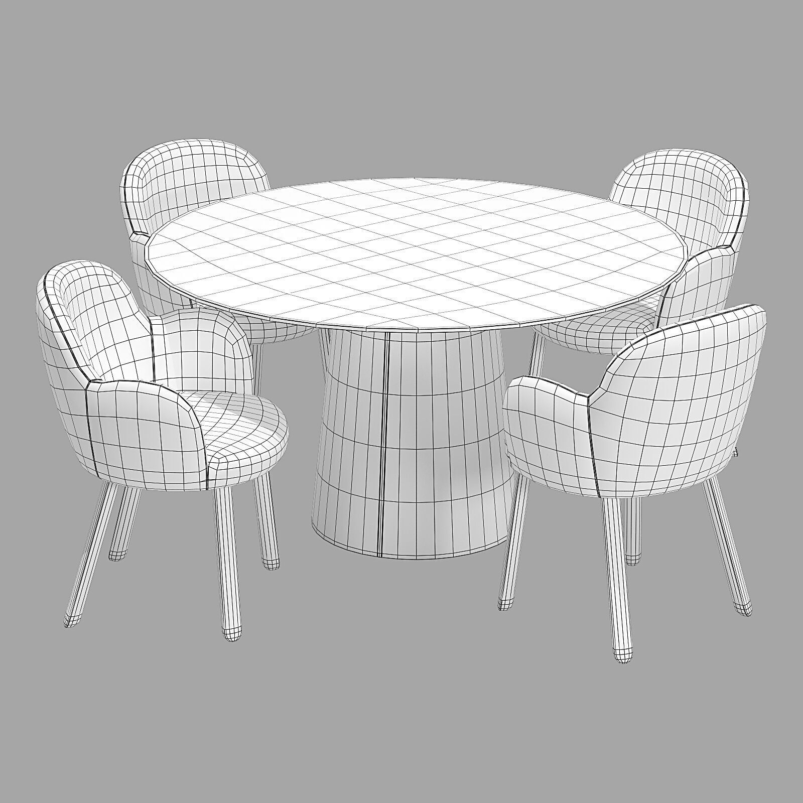 Moroso dining set tulp chair-vol table round 3D model_7