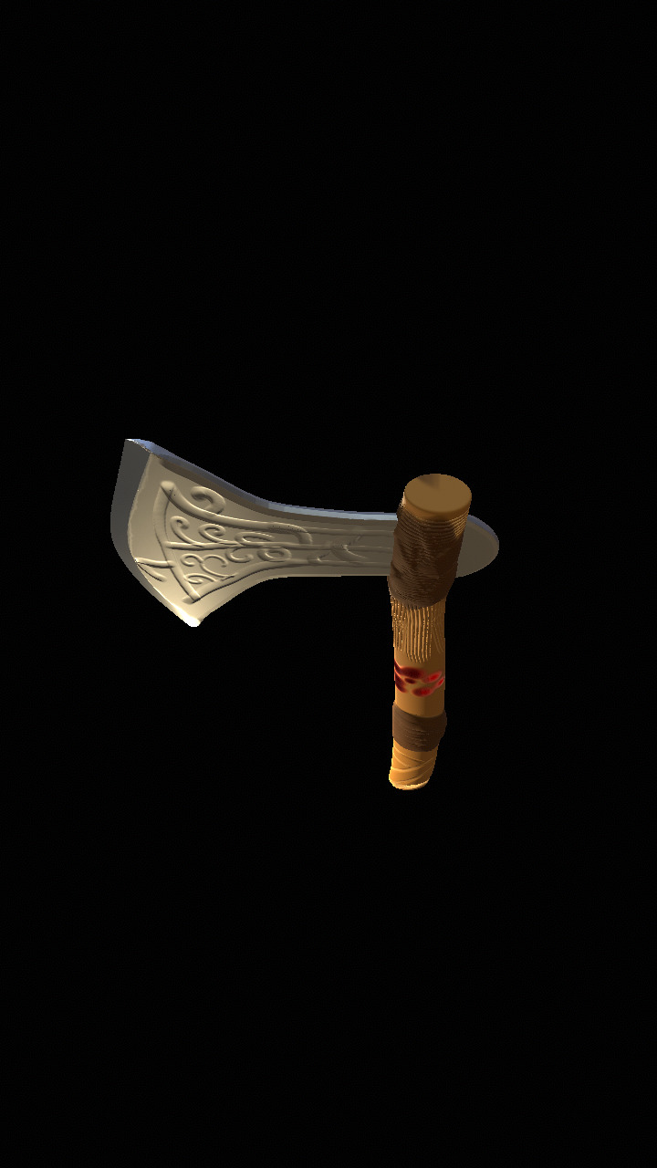 Stylized battle axe Low-poly 3D model_2