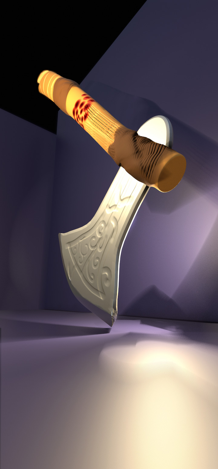 Stylized battle axe Low-poly 3D model_4
