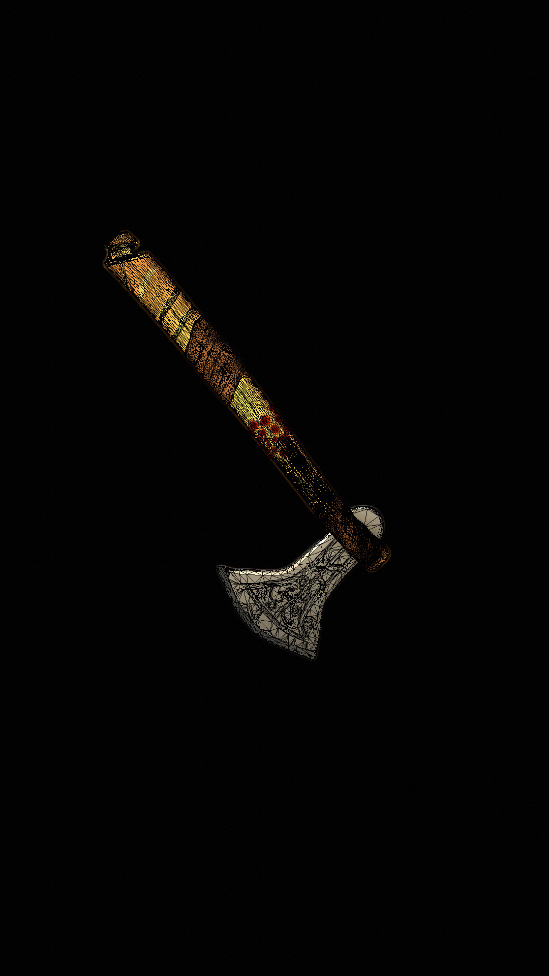 Stylized battle axe Low-poly 3D model_5