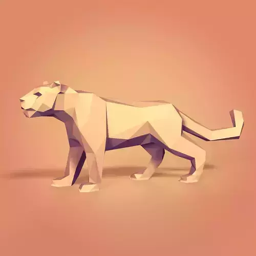 LowPoly Snow Leopard Statue - Figurine -- Ready for 3D Printing