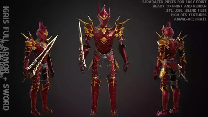 Solo Leveling Igris Full Armor and Sword for Cosplay 3D Model Collection