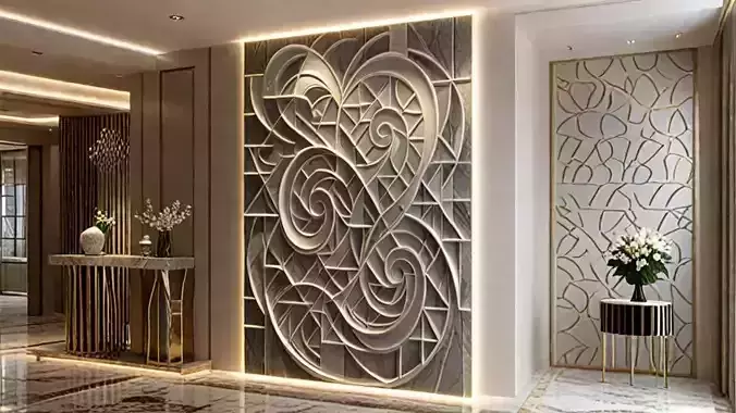 Modern Relief Wall Mural Decor CNC 3D Print 02