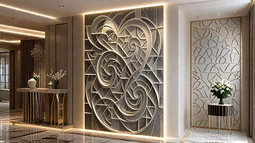 Modern Relief Wall Mural Decor CNC 3D Print 02 3D model