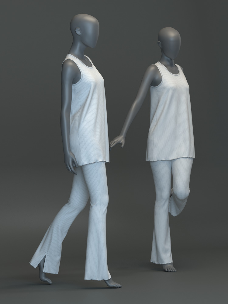 SL Ribbed Tunic and Flared Pants 3D model_8