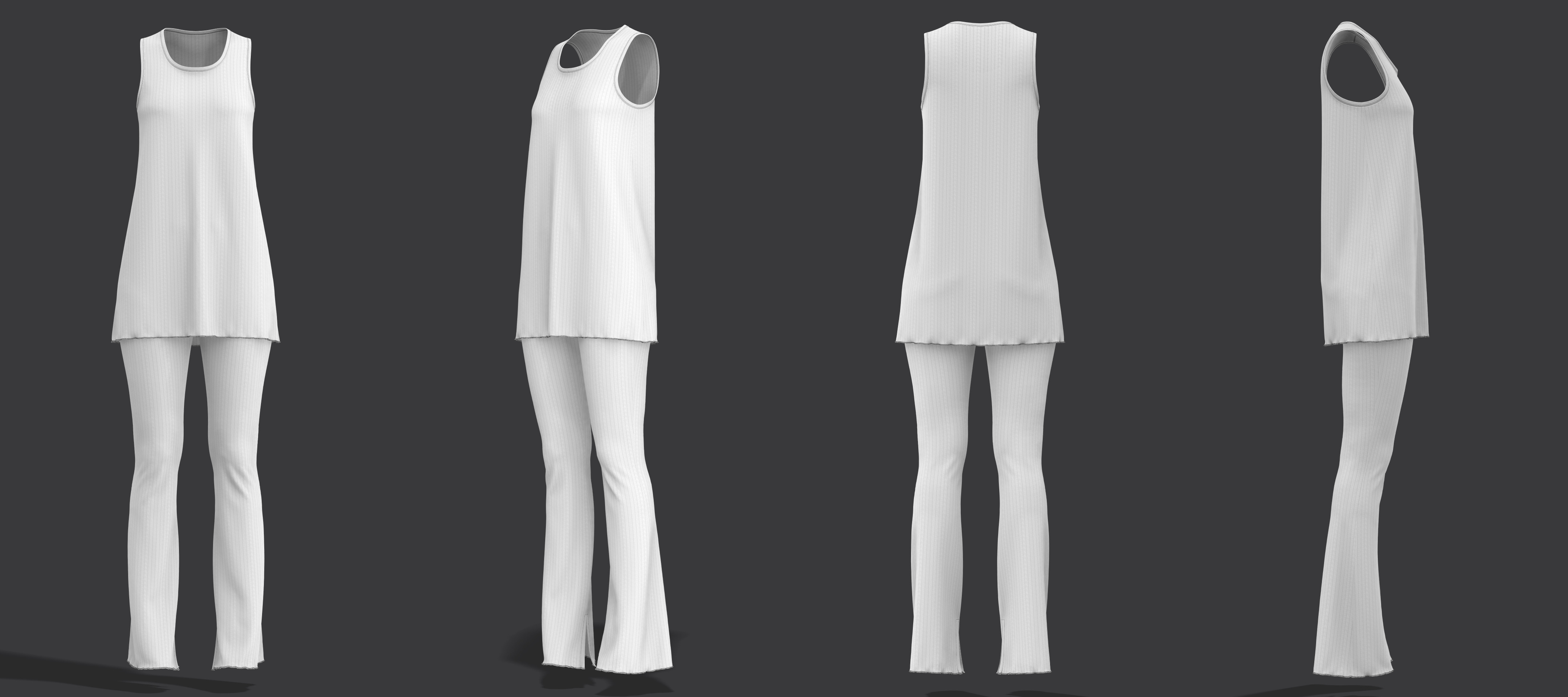 SL Ribbed Tunic and Flared Pants 3D model_26