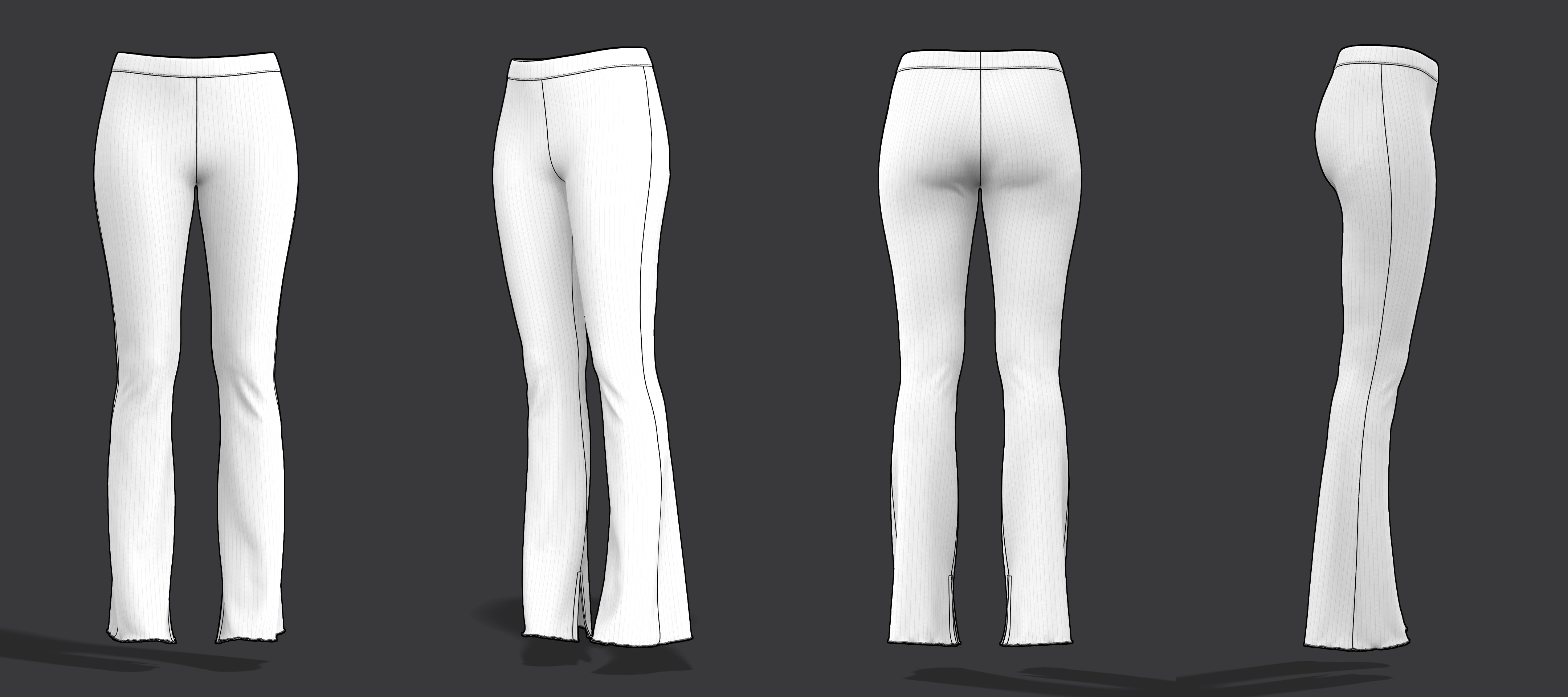 SL Ribbed Tunic and Flared Pants 3D model_32