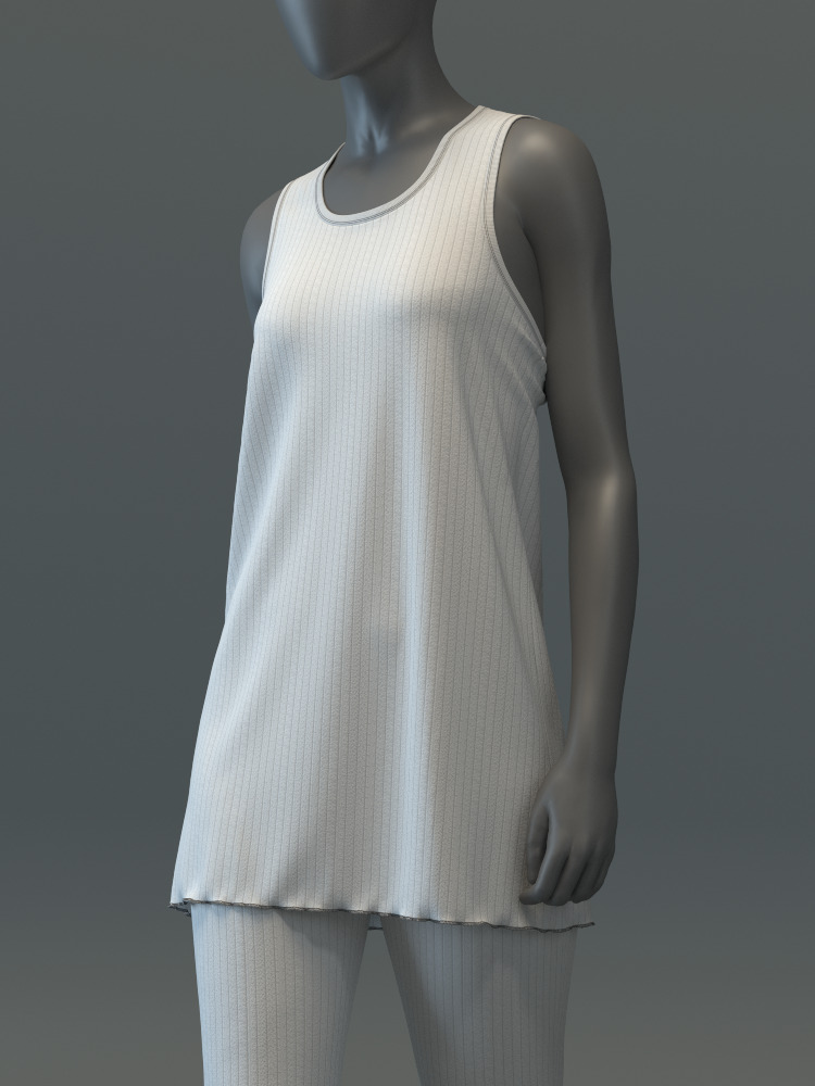 SL Ribbed Tunic and Flared Pants 3D model_7