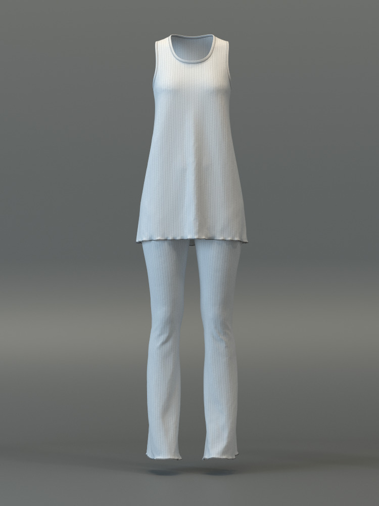SL Ribbed Tunic and Flared Pants 3D model_20