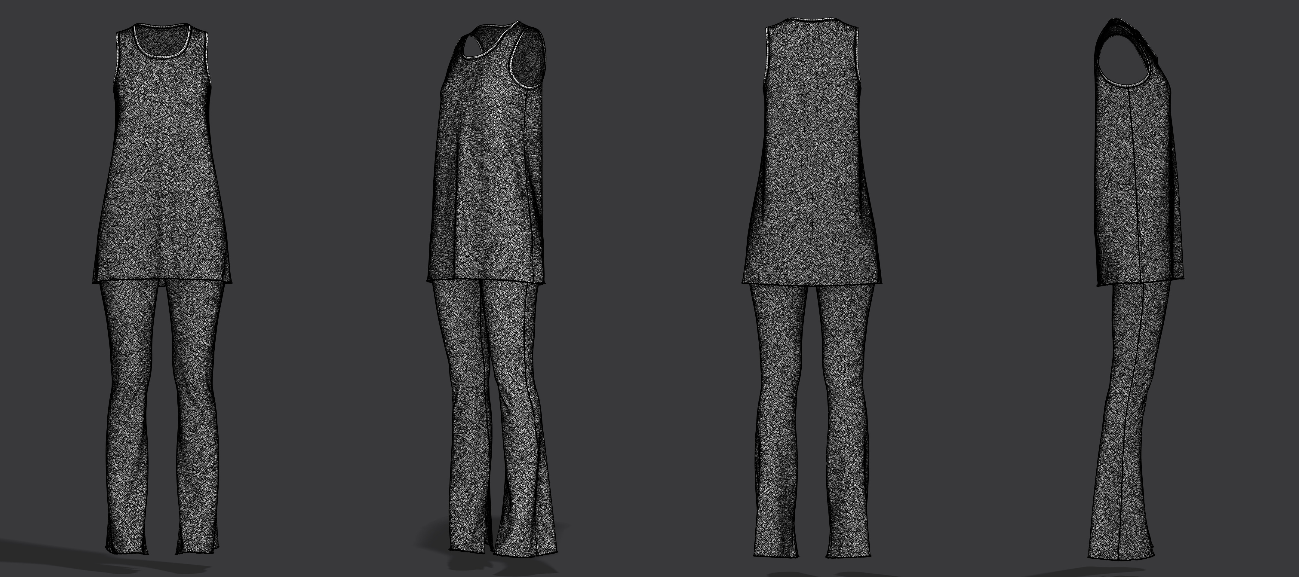 SL Ribbed Tunic and Flared Pants 3D model_28