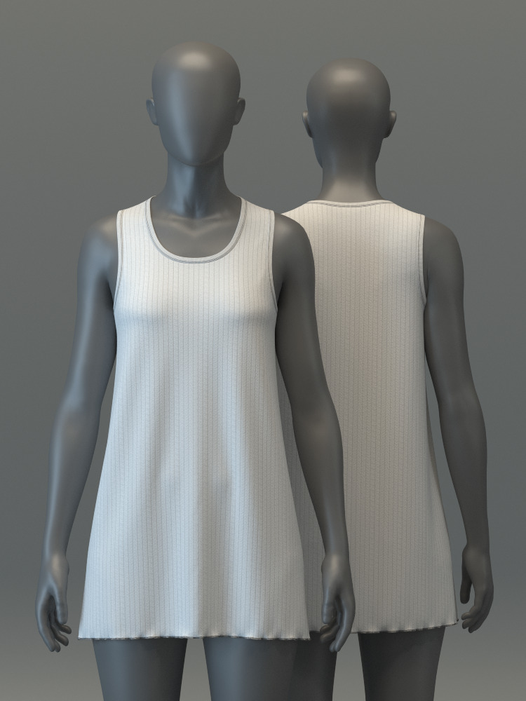 SL Ribbed Tunic and Flared Pants 3D model_5