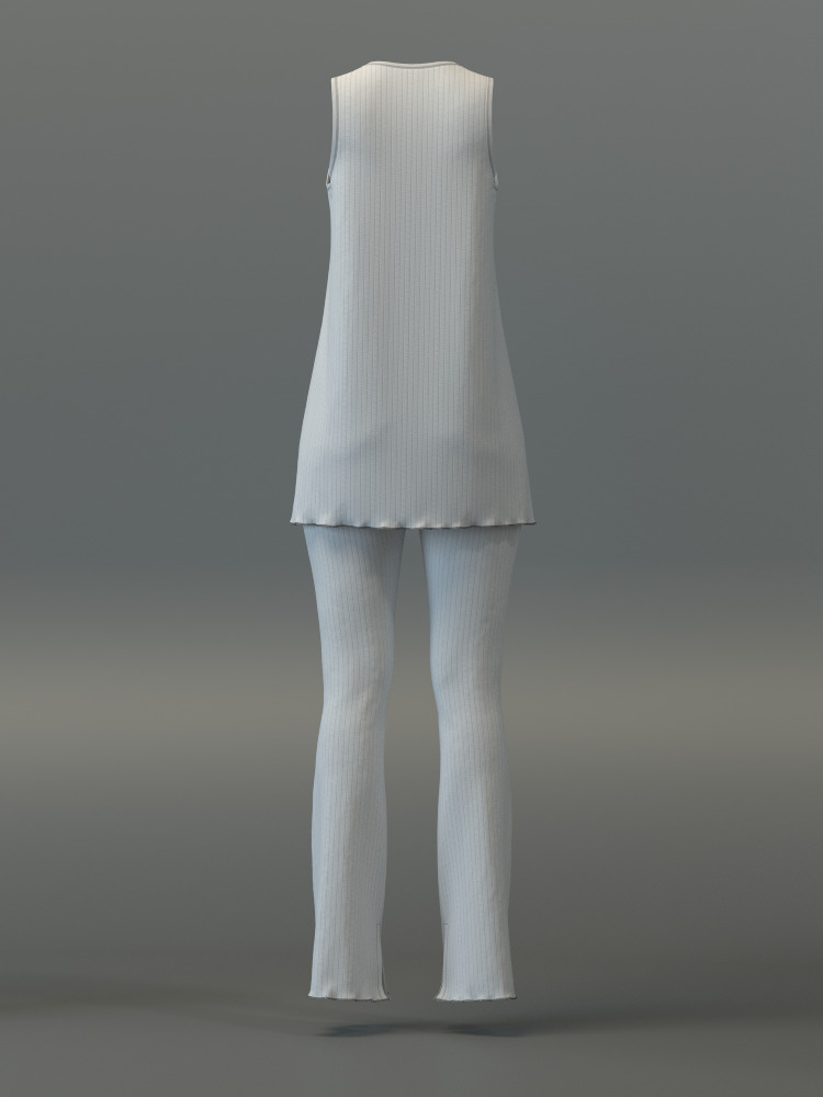 SL Ribbed Tunic and Flared Pants 3D model_21