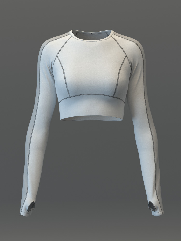 Pullover Crop Top and Slimming Leggings Set 3D model_19