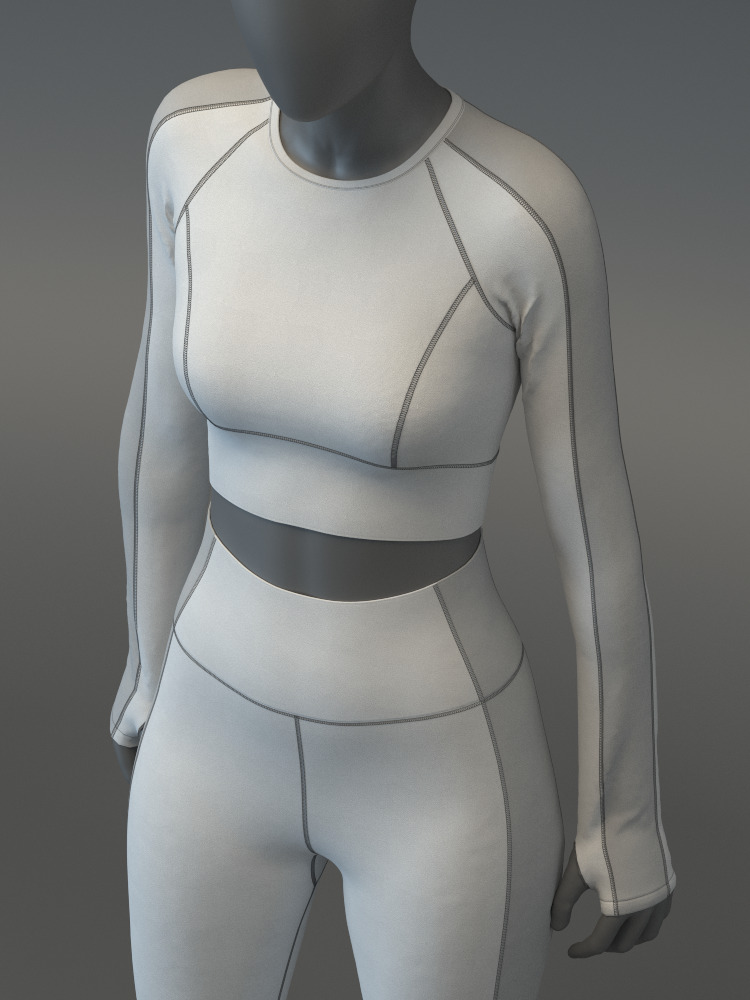 Pullover Crop Top and Slimming Leggings Set 3D model_8