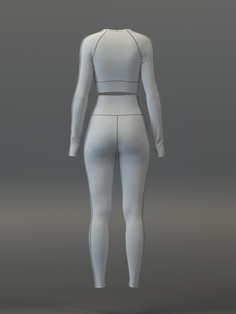 Pullover Crop Top and Slimming Leggings Set 3D model_18