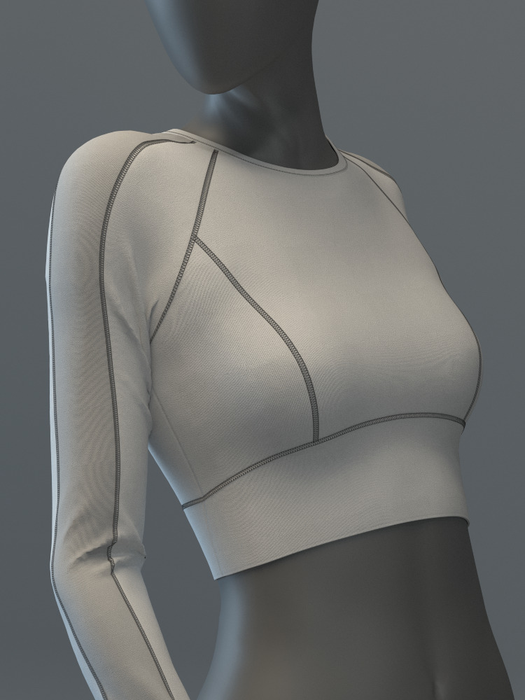 Pullover Crop Top and Slimming Leggings Set 3D model_12