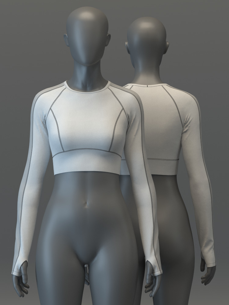 Pullover Crop Top and Slimming Leggings Set 3D model_5