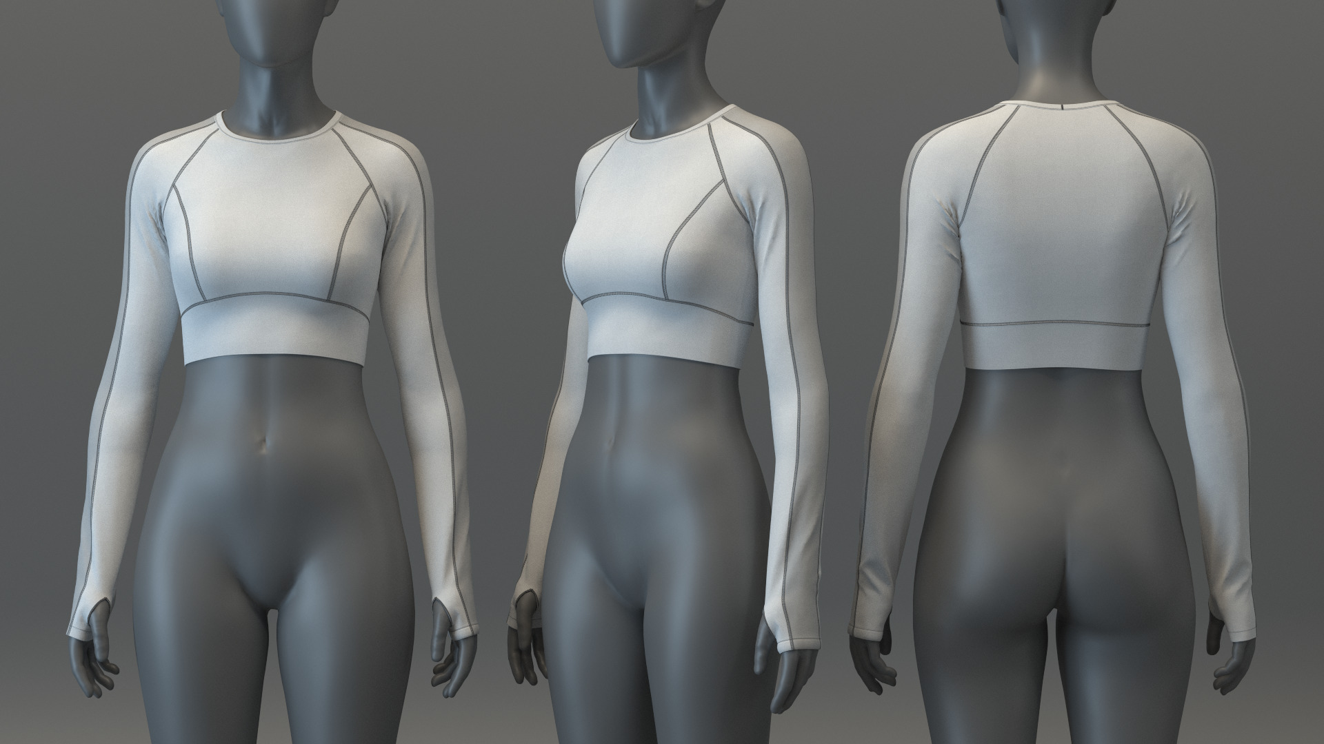 Pullover Crop Top and Slimming Leggings Set 3D model_2